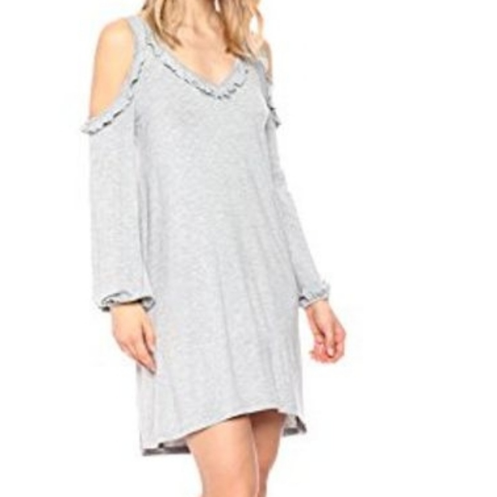 * Kensie Cold Shoulders Mini Dress Ruffled Collar